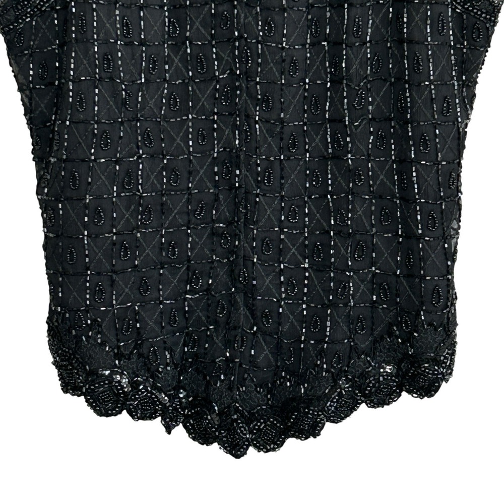 Vintage Papell Boutique Silk Beaded Halter Tank Top PM Fairy Whimsigoth Formal - Picture 6 of 13